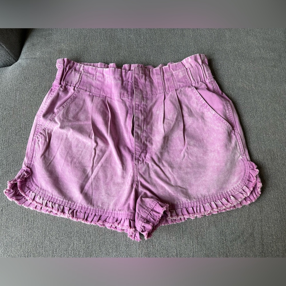 Pink High Waisted Ruffle Shorts